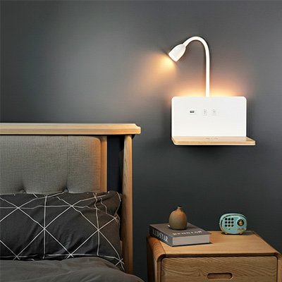 Applique murale pour chambre blanc éclaire le lit