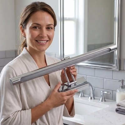 Applique murale salle de bain argenté femme souriant