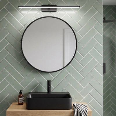 Applique murale salle de bain noir sut mur céramique vert