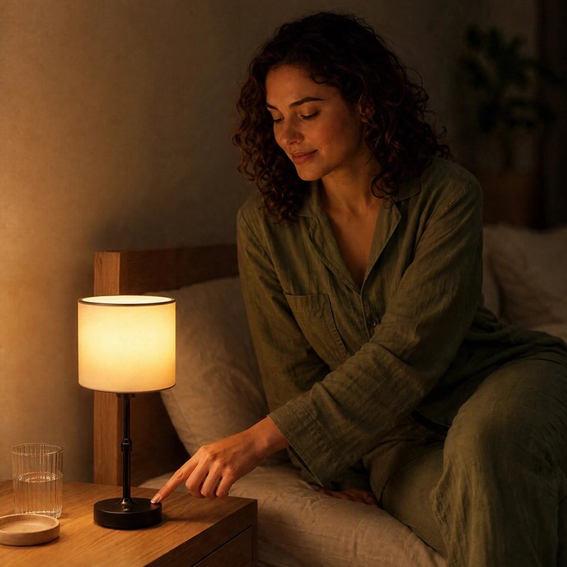 Lampe de table noir femme change intensité